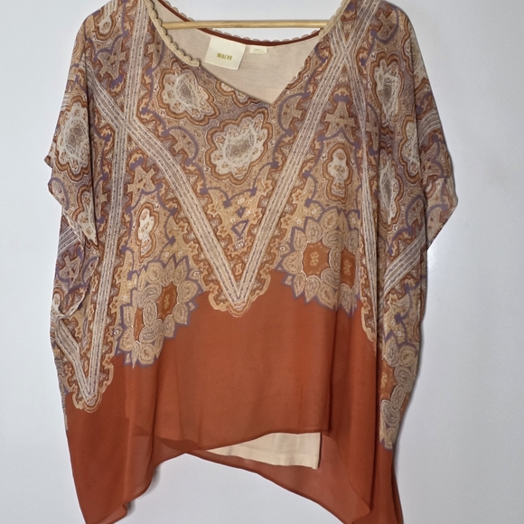 Anthropologie Maeve For Anthropologie Nalina Silk Poncho Size Small Great Condit - Picture 11 of 11